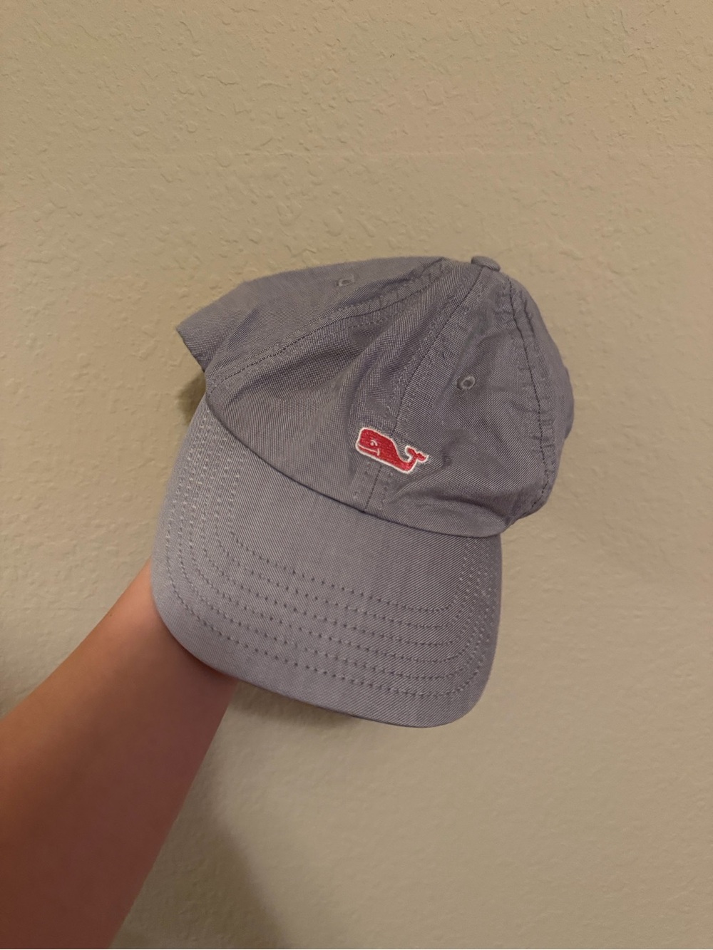 Vineyard Vines Kids Light Gray Whale Cap with Red Logo